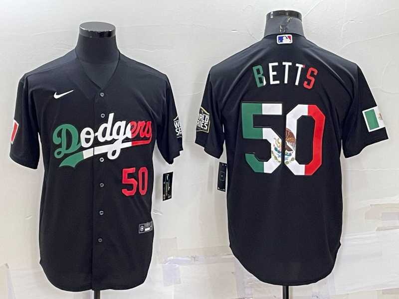 Men's Los Angeles Dodgers #50 Mookie Betts Number Mexico Black Cool Base Stitched Baseball Jersey,We sell and wholesale Men's Los Angeles Dodgers #50 Mookie Betts Number Mexico Black Cool Base Stitched Baseball Jersey on line form chian!